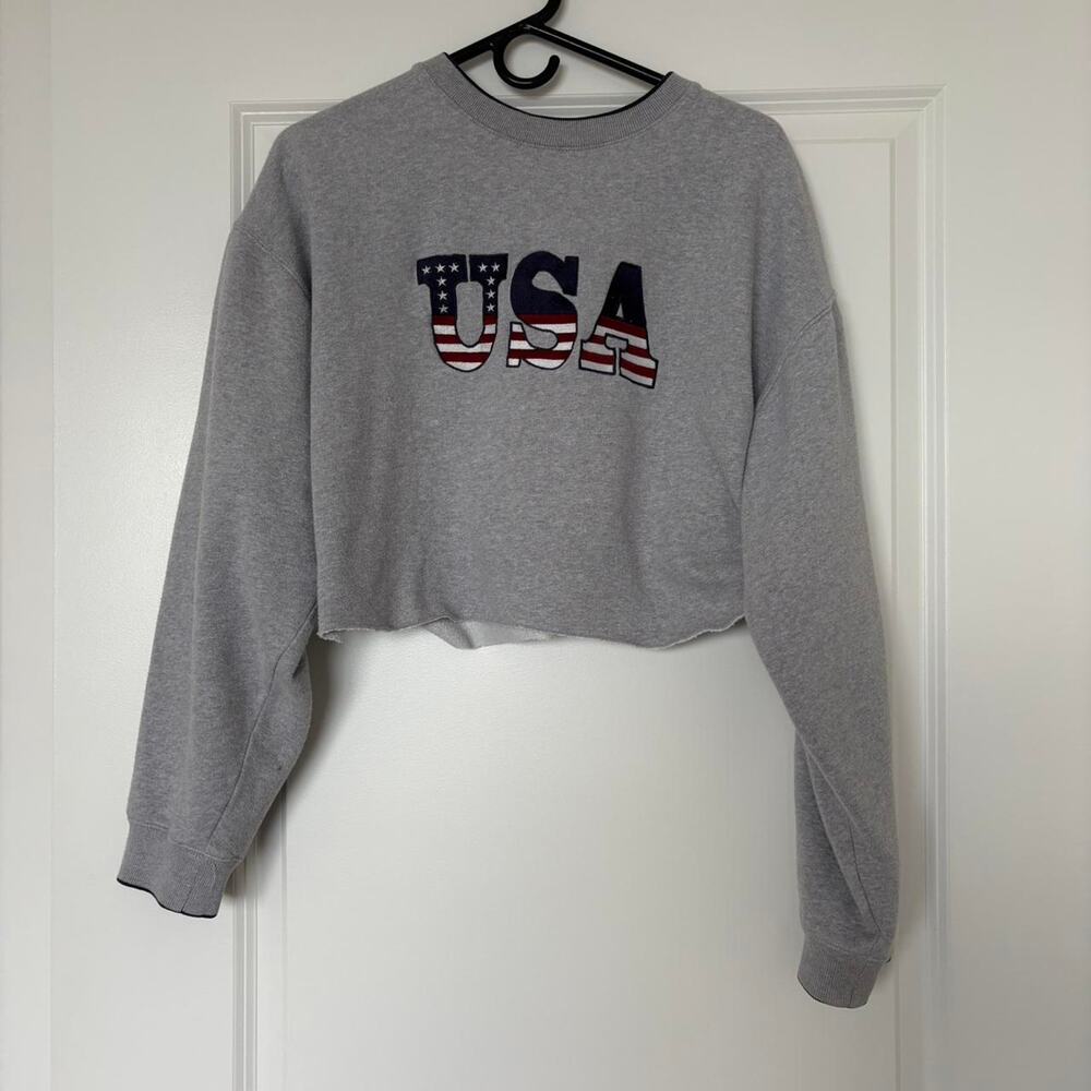 Grey cropped cotton sweatshirt